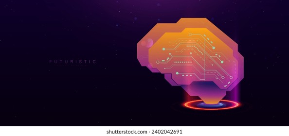 human brain in flat style design. Artificial Intelligence. AI. Creative thinking. Brian technology. Vector illustration