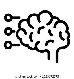 The human brain and footnotes icon. Outline the human brain and footnotes vector icon for web design isolated on white background