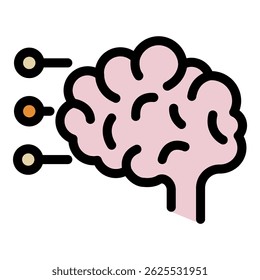 The human brain and footnotes icon. Outline the human brain and footnotes vector icon color flat isolated