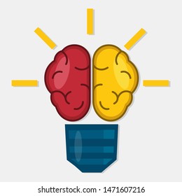 human brain form light bulb for idea concept vector illustration 