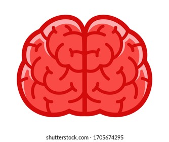 Vista frontal del cerebro humano. Ilustración vectorial al estilo de las caricaturas.