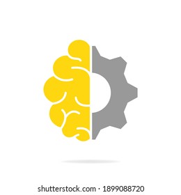 Human brain with gear. Deformity icon concept isolated on white background. Vector illustration