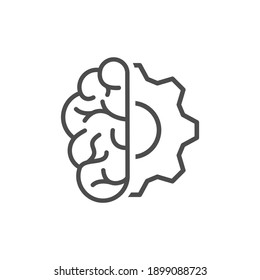 Human brain with gear. Deformity icon concept isolated on white background. Vector illustration