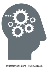 Human Brain with Gears Icon