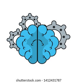 Human brain and gears symbol vector illustration graphic design