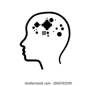 Human brain and gears. Symbol. Vector illustration.