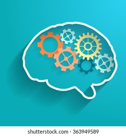 Human brain with gears. Vector for your design.