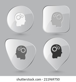 El cerebro humano. Botones de vidrio. Ilustración vectorial.