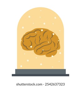 Human brain in a glass flask. Flat style. Vector illustration artificial intelligence
