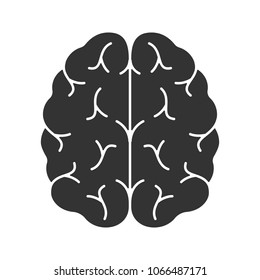 Human brain glyph icon. Nervous system organ. Silhouette symbol. Negative space. Vector isolated illustration