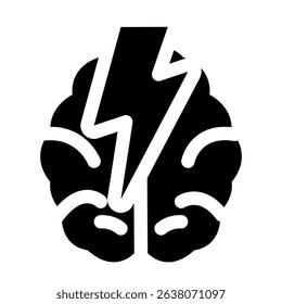 Human brain graphic with a lightning bolt suggests mental power or a sudden idea Great for health and science illustrations.