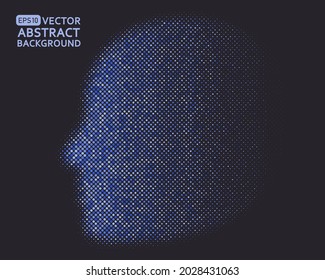 Human brain graphics composed of blue dots, the concept of artificial intelligence and big data