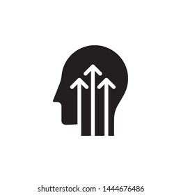 human, brain, growth, up, arrows icon. Simple glyph, flat vector of Mind process icons for UI and UX, website or mobile application
