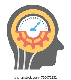 
A human brain with half cogwheel and speedometer symbolising intelligence
