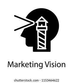 
A human brain having building structure with the tools, depicting marketing vision 
