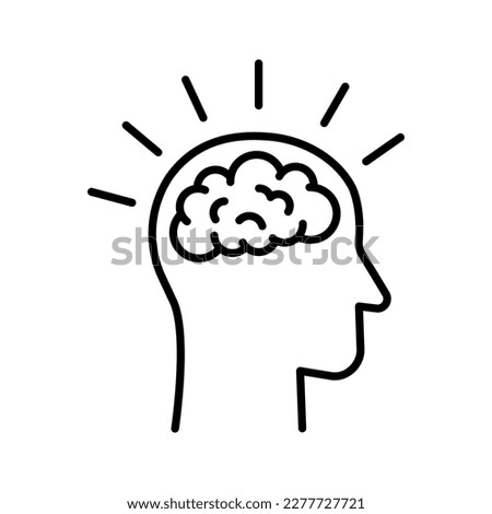 Human brain in head icon. Brain activity concept. Vector illustration.