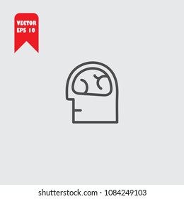 human Brain. brain head line icon vector