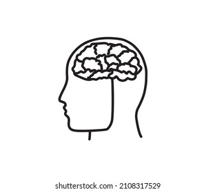 El cerebro humano y la cabeza sobre un fondo blanco. Símbolo. Ilustración vectorial.
