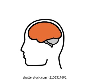 Human brain and head on a white background. Symbol. Vector illustration.