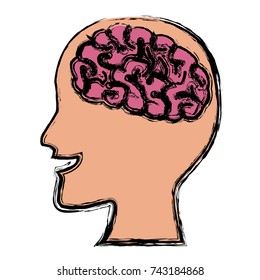 Human brain head silhouette