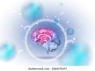 Human brain health concept illustration on an abstract scientific background.