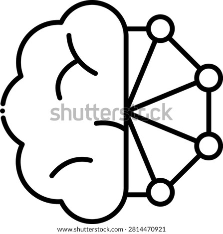 Human brain hemisphere connected directly to a technological network grid. This neural diagram represents artificial intelligence and advanced neurological science. Ideal for machine learning technology and neuroscience medical publications.