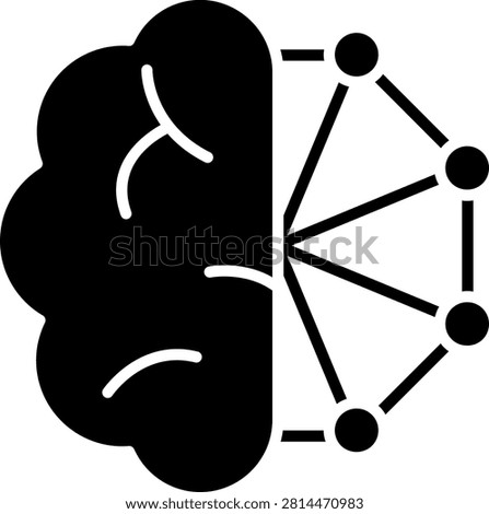 Human brain hemisphere connected directly to a technological network grid. This neural diagram represents artificial intelligence and advanced neurological science. Ideal for machine learning technology and neuroscience medical publications.