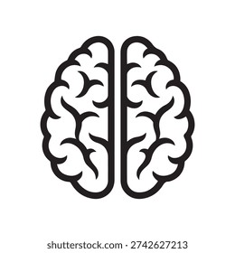Human Brain Hemisphere Vector Icon for Psychology Intelligence and Neurology Design