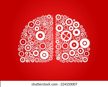 Human Brain Hemispheres Made Of Cogs And Gears