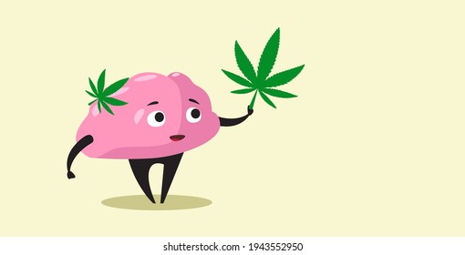 human brain holding marijuana leaf ganja legalize drug consumption cannabis addiction concept horizontal