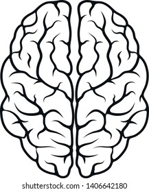 human brain icon. black and white contour isolated vector mind sign