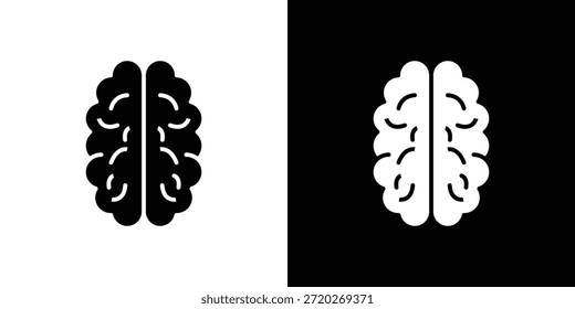 Icono del cerebro humano. Icono de diseño plano simple en blanco y negro