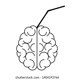 human brain icon with cocktail pipe in it