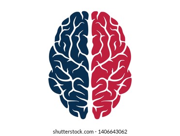 human brain icon. colored isolated vector psychology and neurology symbol