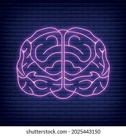 Icono cerebral humano, ilustración vectorial de caricatura conceptual, resplandor de neón aislado en un estilo de vida mental negro y saludable estable.
