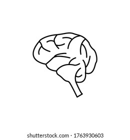 human brain icon. The concept of thinking, the symbol of the flat brain isolated by a white background on eps 10
