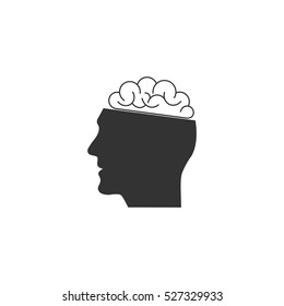 Human brain icon flat. Illustration isolated vector sign symbol