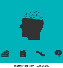 Human brain icon flat. Simple vector symbol and bonus icon