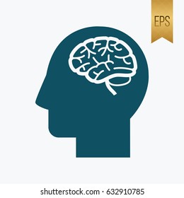 Human Brain Icon. Flat Vector Isolated