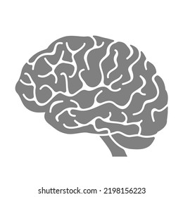 human brain icon for health benefits. black silhouette. icon flat vector illustration isolated on white background