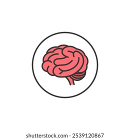 The human brain icon, illustrated in red with black outlines and encased in a circle. It is relevant to medical and pharmacy fields, symbolizing neurological health and cognitive function.