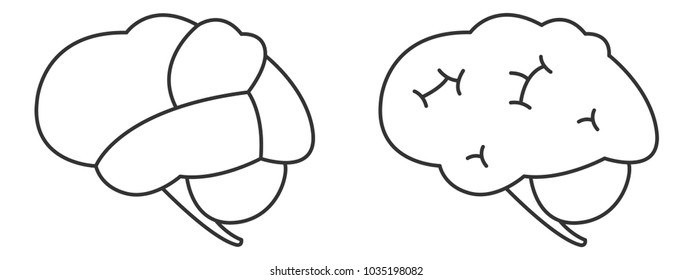 Human brain icon isolated on white background. Vector medical heart logo