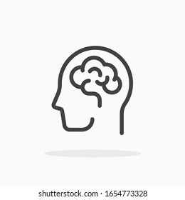 Human brain icon in line style. For your design, logo. Vector illustration. Editable Stroke. - Shutterstock ID 1654773328