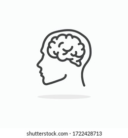 Human brain icon in line style