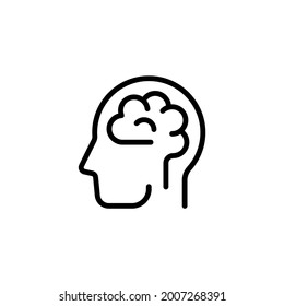 Human Brain Icon In Line Style. Editable Stroke