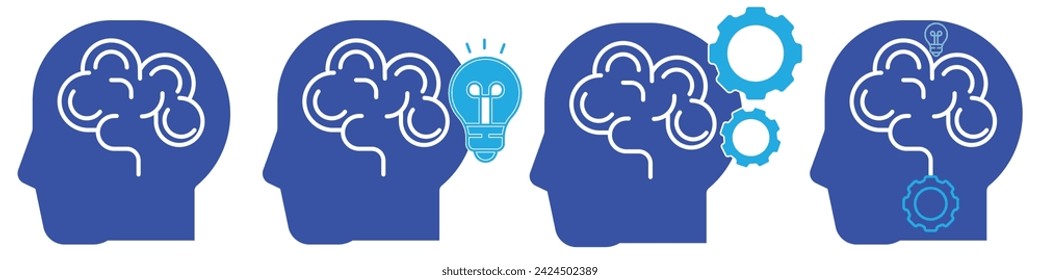 Human brain icon in line style. For your design, logo. Vector illustration. Editable stroke. icon set, collection of idea icons