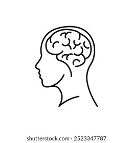 Ícone de cérebro humano em estilo de linha. Para o seu design, logo. Ilustração vetorial. Traço editável.