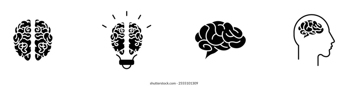 Human brain icon in line style. Editable stroke. creativity icon set. vector stock. 