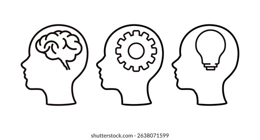 Human brain icon in line style.