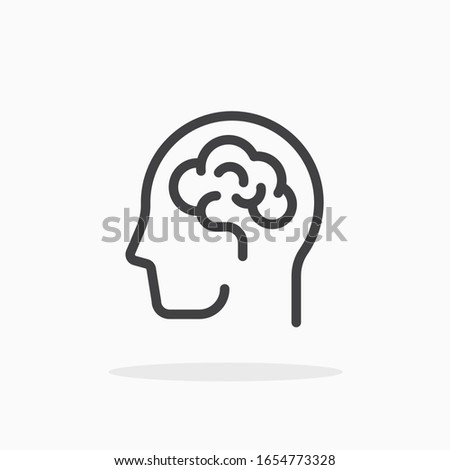 Human brain icon in line style. For your design, logo. Vector illustration. Editable Stroke.